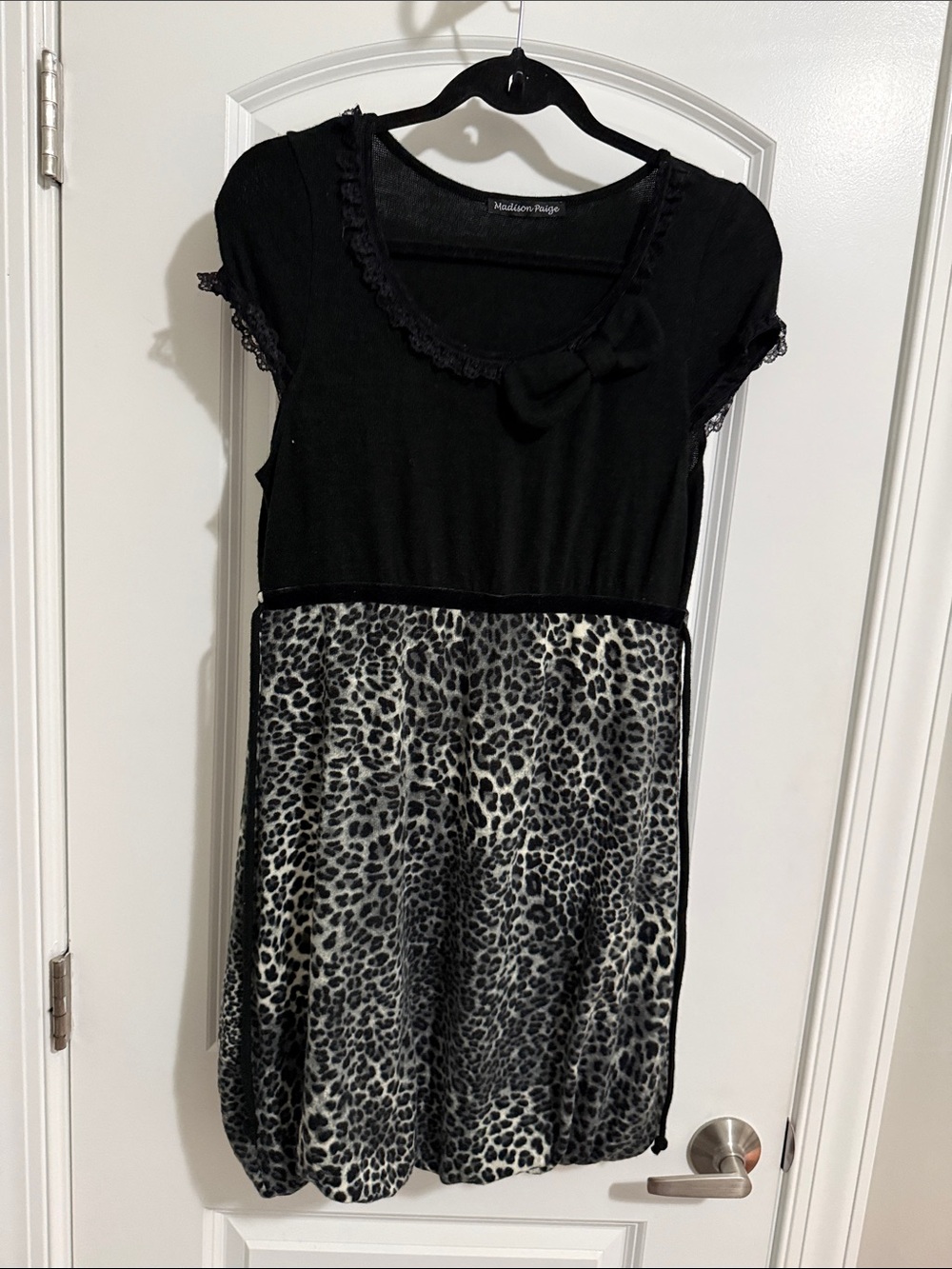 Madison Paige Black & Gray Leopard Print Girls Dress